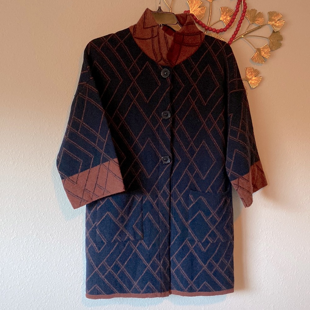 NWT Wool Knit Cardigan Coat by A.IDA, Italy, size L